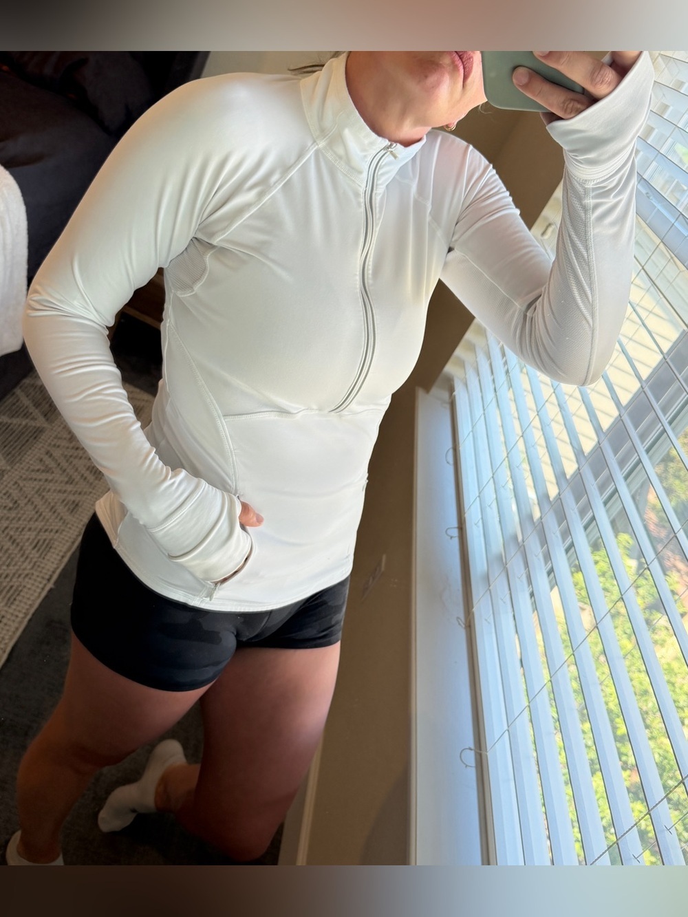 Athleta Plush Tech Mesh Half Zip Pullover - Bright White